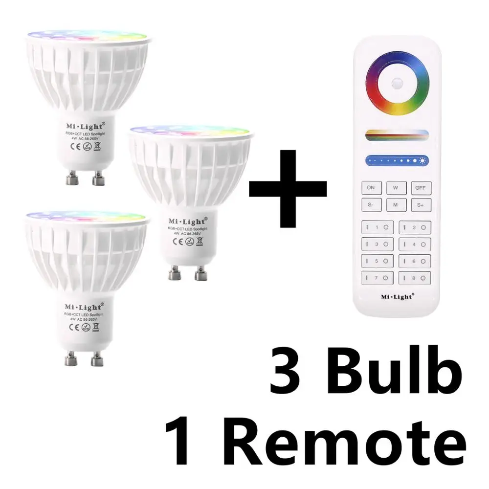 Светодиодный светильник с регулируемой яркостью RGB+ CCT(2700-6500 K) Mi светильник 4W wifi GU10 Светодиодный точечный светильник 220V 110V Светодиодный светильник с беспроводным контроллером 2,4G RF - Испускаемый цвет: 1 Remote add 3 Bulb