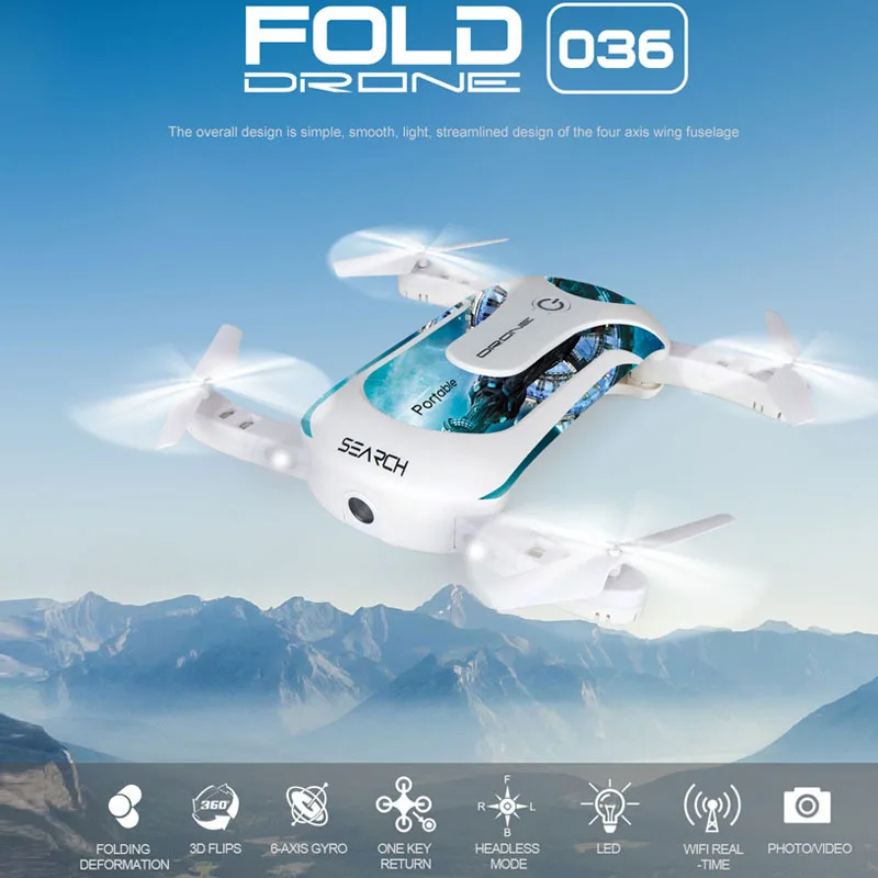 Мини Дрон с камерой HD Wi Fi FPV голосовым управлением Безголовый режим 6 осевой