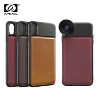 apexel high quality phone case cover leather phone cases with 17mm thread for iphone x xs max huawei p20 p30 pro for phone lens