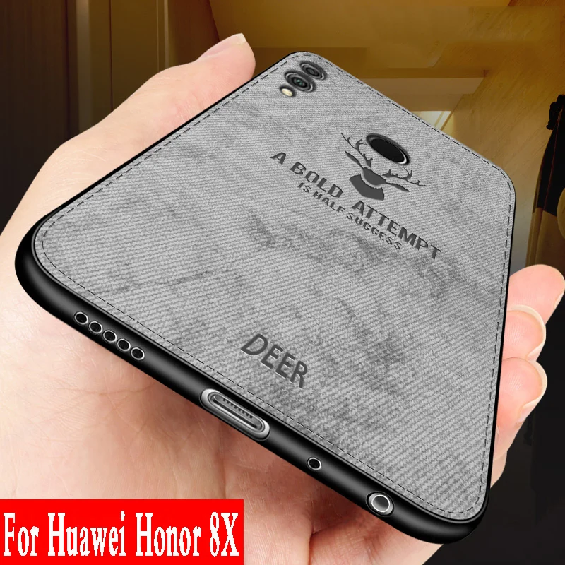 For Huawei Honor 8X case Cloth pattern back cover silicon soft edge shockproof business copa for huawei honor armor 6.5 |