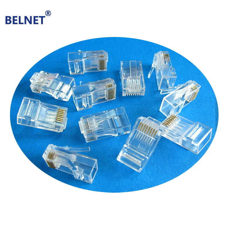 BELNET 100 шт. RJ45 разъем Cat6 UTP неэкранированный 8P8C 24k 50u позолоченный модульный Ethernet