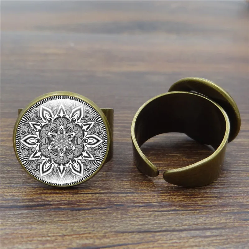 XUSHUI XJ стеклянный круглый купол с цветком Мандала женское кольцо аксессуары для