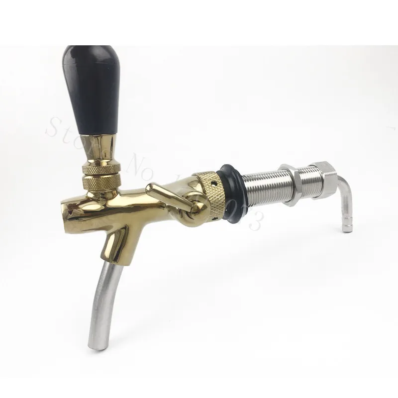 Кран для пива с золотым покрытием латунный длинным хвостовиком барной стойки