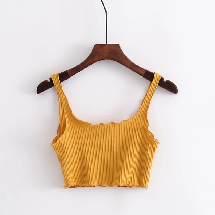 yellow Женский ребристый укороченный топ, полосатые майки, 9 цветов - Цвет: yellow