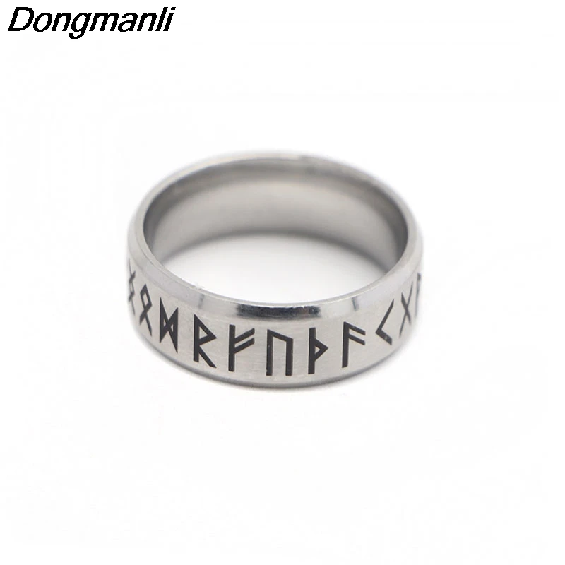 P1808 Dongmanli 10 шт./лот античное Ретро мужское Ювелирное кольцо викингов женский черный амулет винтажные Скандинавская Руна кольца - Цвет основного камня: Silver