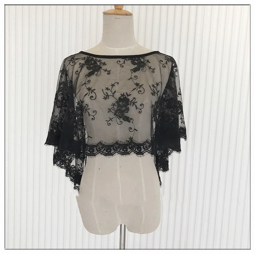 ISHSY Черная кружевная Свадебная накидка Болеро для женщин вечерние накидки шаль