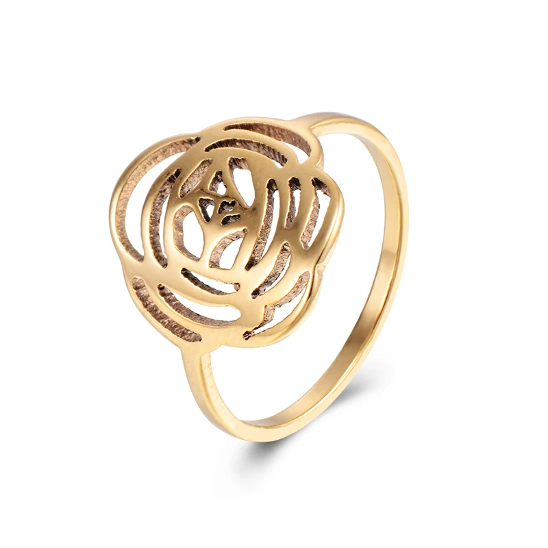 Заявление Панк Полые Цветок Из Нержавеющей Стали Коктейльные Кольца Для Женщин