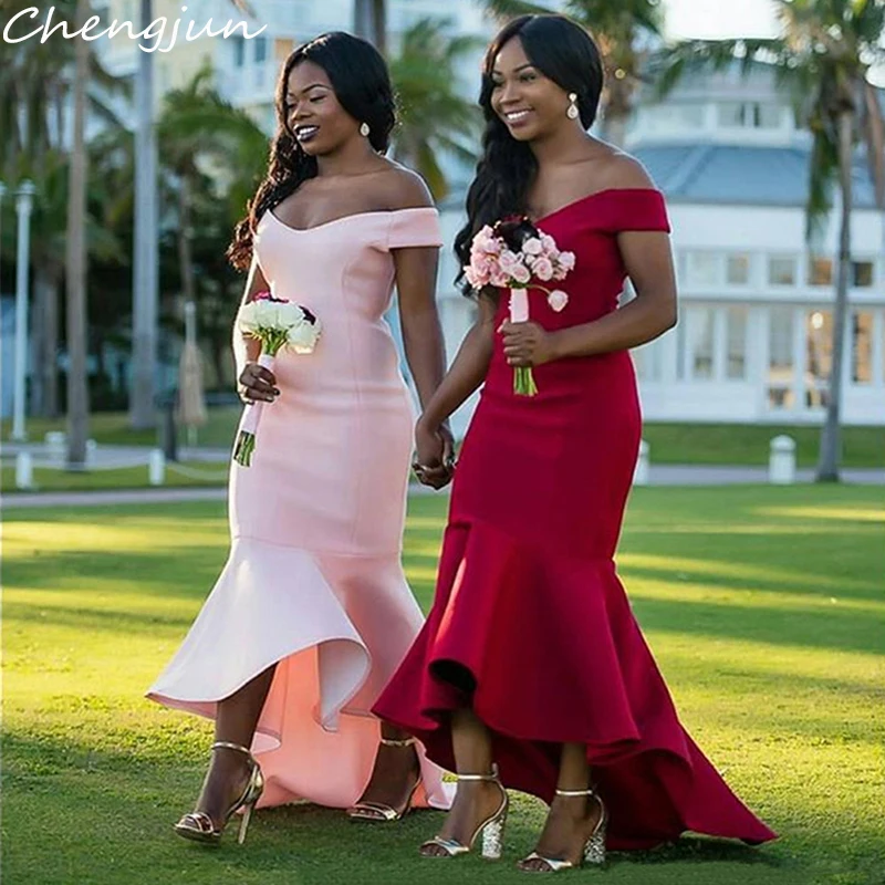 Атласные длинные платья-русалки Chengjun с открытыми плечами и V-образным вырезом |