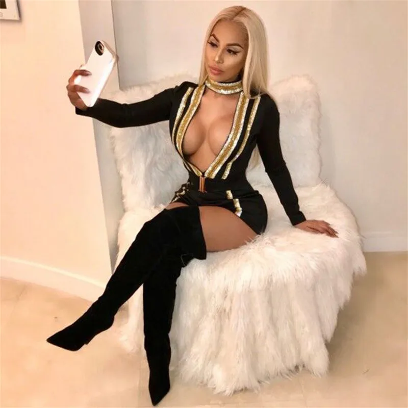 Женский Золотой Полосатый пляжный костюм с ремнем соблазнительный комбинезон