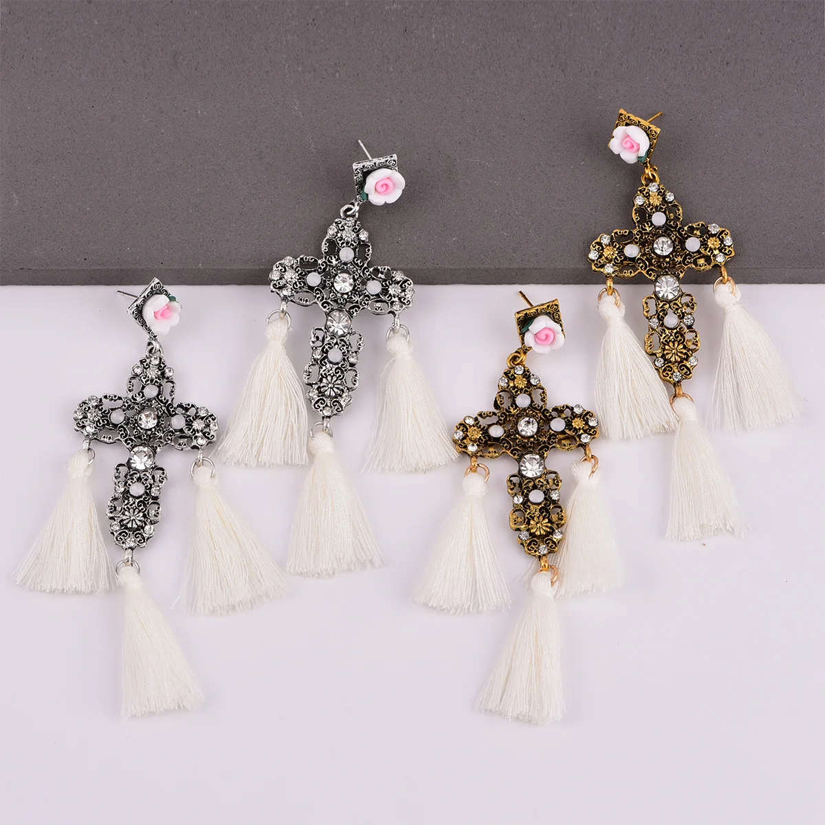 New vintage retro cross tassel dangle earring women girl jewelry E0068 | Украшения и аксессуары
