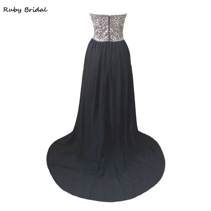 Ruby Bridal 2017 Vestidos De Fiesta длинное черное платье с бисером для выпускного вечера
