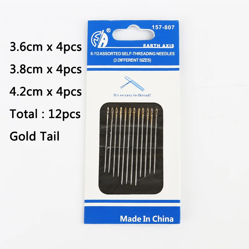 3.6cm 3.8cm 4.2cm Ассорти Иглы для слепых набор большой глаз легко булавки, чтобы пройти из стороны Ручное шитье инструмент для вышивания DIY рукоделие починки ремесла - Цвет: 3.6cm 3.8cm 4.2cm