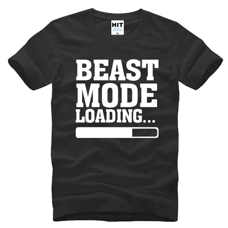 2017 Новая Мода С Коротким Рукавом BEAST MODE ЗАГРУЗКИ Напечатанная письмом мужская