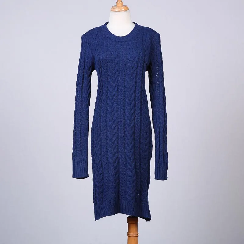 autumn winter long casual bodycon knitted sweater pullover sleeve elegant blue gray o neck sweaters | Женская одежда