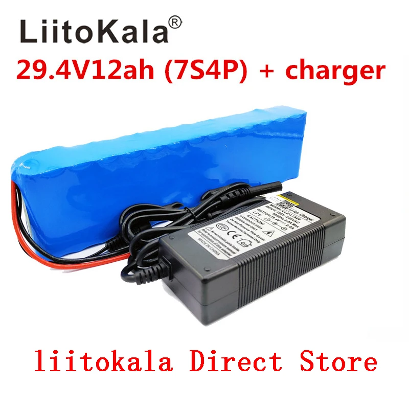 Литиевые аккумуляторы LiitoKala 7S4P 24В 12Ач для электромотора велосипеда скутера