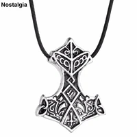 nostalgia viking thor hammer necklace fathers day pendant men gifts fashion jewelry womens accessories