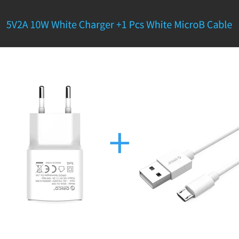 ORICO USB зарядное устройство 5V1A 5V2A портативное зарядное устройство адаптер для мобильного телефона планшета ЕС вилка - Тип штекера: 10WWH And 1pcs Cable