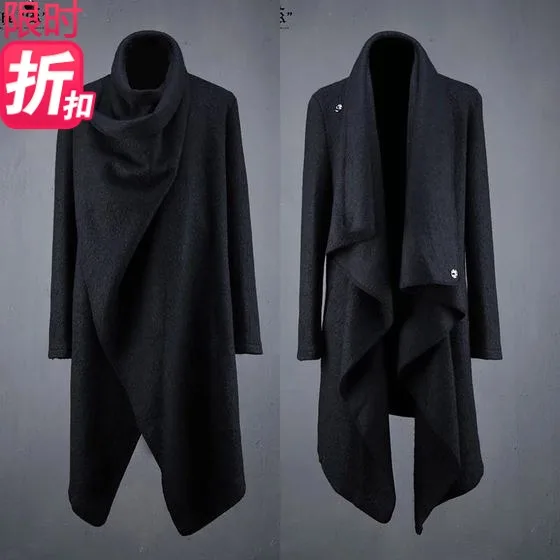 2018 new men's fashion trend irregular long coat woolen personality loose plus size stage hiphop singer costumes | Мужская одежда