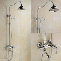 flg bathroom shower set brass chrome shower faucet 8 shower head water saving nozzle aerator high pressure shower set