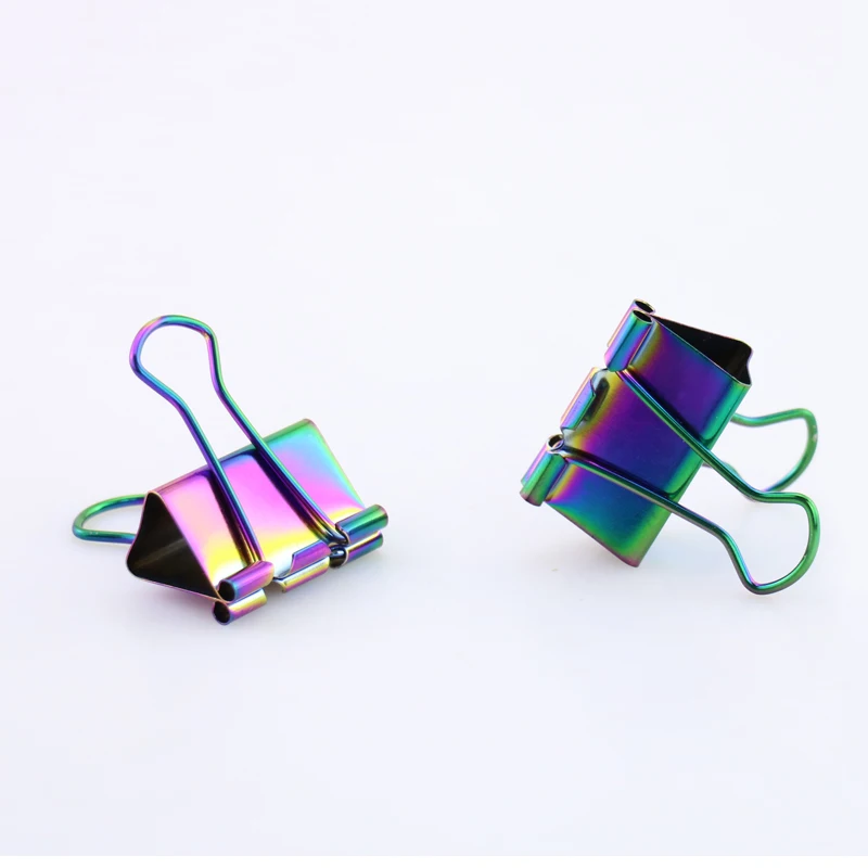 Ceny TUTU 15/8 Sztuk Kolor Tęczy Metalowe Klipsy Do Segregatorów Coloful Binder Notatki Papier Do Pisania Klip Materiały Biurowe H0152