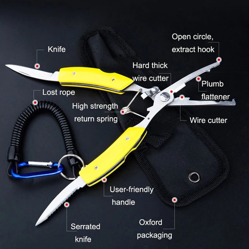 Fishing use scissors with Knife Protective Bag Hook Remove Tools Steel Pliers Scissors Line Cutter Useful Tool | Спорт и развлечения