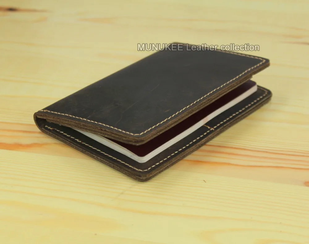 Vintage men Genuine leather passport cover travel passport holder Bag Leather Passport case Wallet license credit Card holder