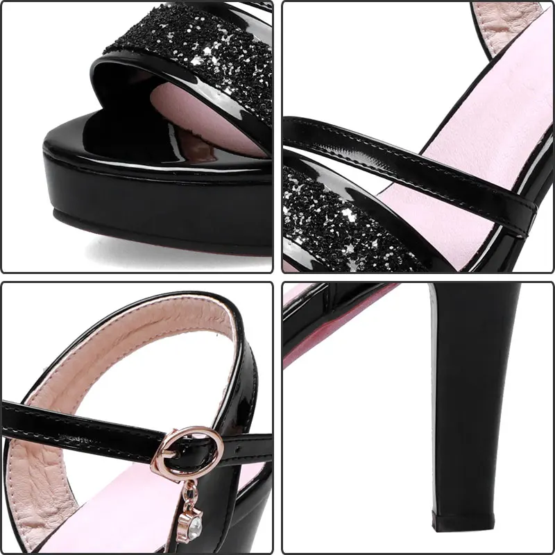 

Fanyuan Fashion Ankle Strap High Heels Summer platform Shoes Elegant Crystal chain Buckle Strap Sandals Women Shoes
