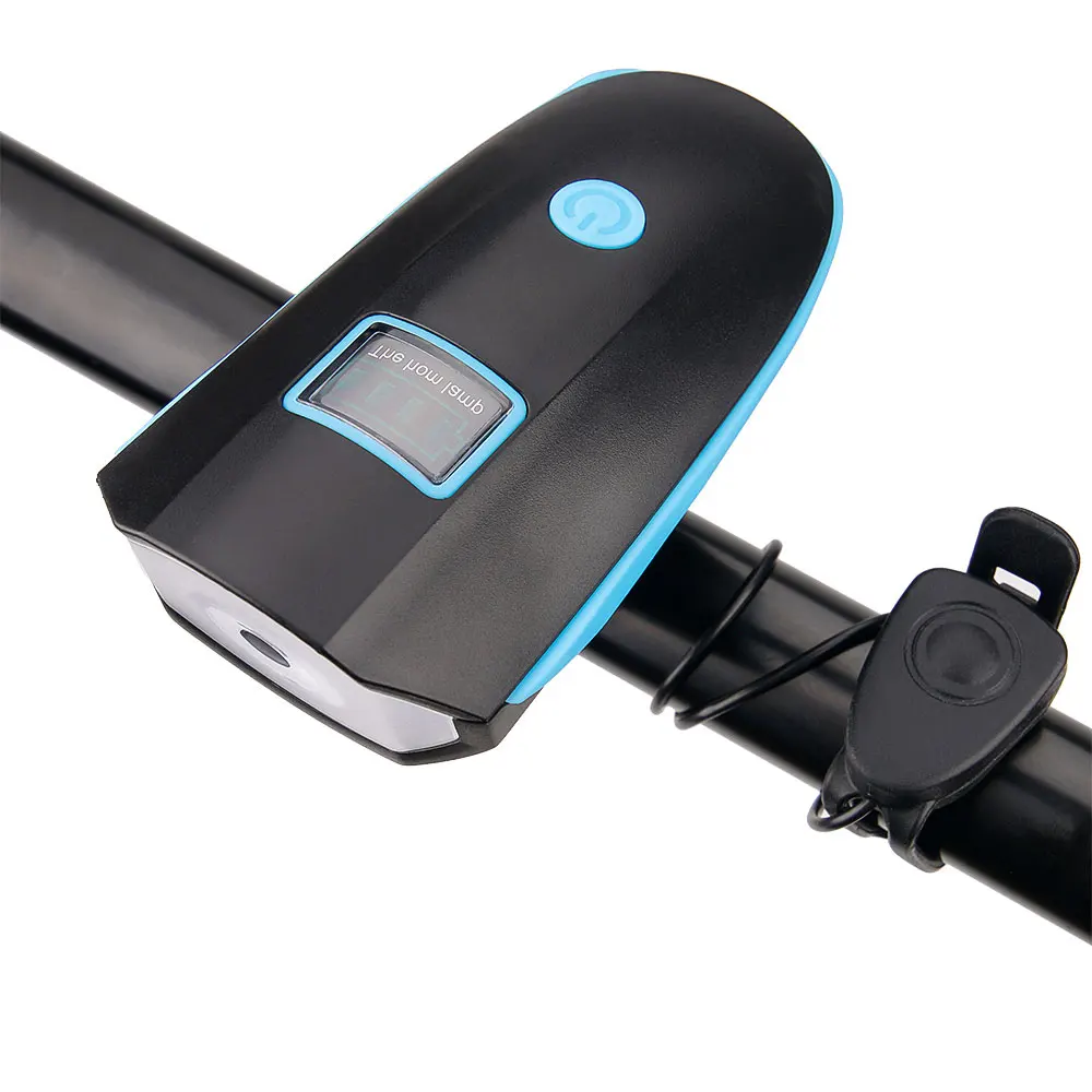 blue Велосипедный светильник USB с дисплеем питания, велосипедный головной светильник, светодиодный светильник-вспышка с рогом, Противоугонный велосипедный светильник, встроенный аккумулятор 1200 мА · ч - Цвет: blue