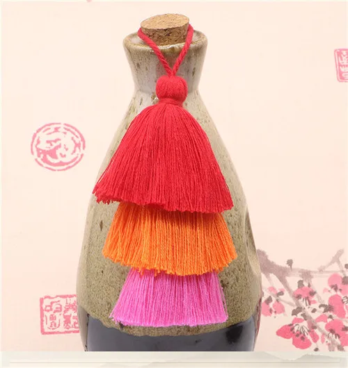 Red orange rose Чистый хлопок кисточка 15 cm Смешанные Цвет трехслойный Подвесной Канат кисточка занавеска подвеска «сделай сам» одежда для дома бижутерия для декорирования 1 шт - Цвет: Red orange rose