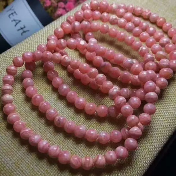 Natural Rhodochrosite Round Beads Bracelet 6.5-5.5mm AAA | Украшения и аксессуары