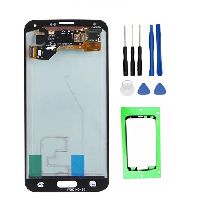 AMOLED ЖК-дисплей для samsung GALAXY S5 G900 G900F I9600 высокое качество кодирующий преобразователь сенсорного экрана в сборе+ Инструменты+ лента