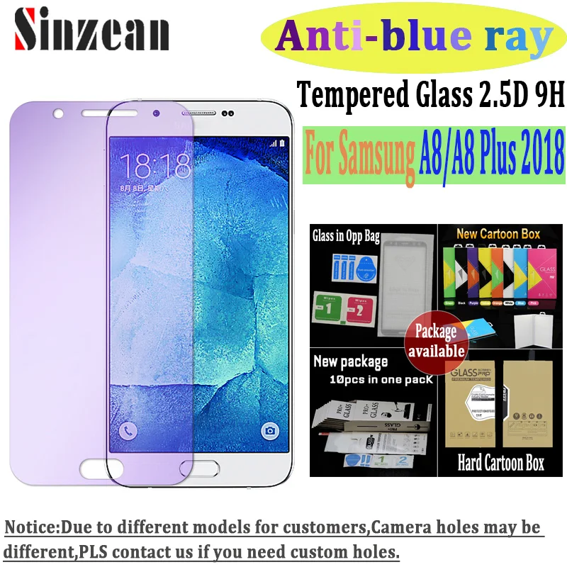 Sinzean 100 шт. для Samsung A8 2018 Anti blue ray закаленное стекло Galaxy Plus Защитная пленка экрана в