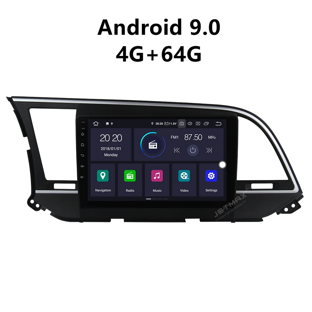 

JSTMAX 9'' Android 9.0 4G + 64G ISP Screen Car DVD Radio Stereo Player For Hyundai Elantra 2016 2017+ Radio