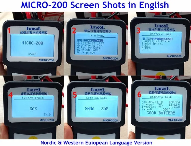 LANCOL MICRO200 диагностический инструмент 12 В CCA цифровой автомобильный/автомобиль Батарея тестер для 12V свинцово-кислотная EFB AGM GEL батареи