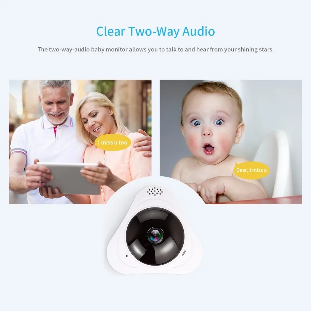 Камера видеонаблюдения Kruiqi Fisheye 960P беспроводная Wi Fi Full HD IP ИК подсветка CMOS ночное
