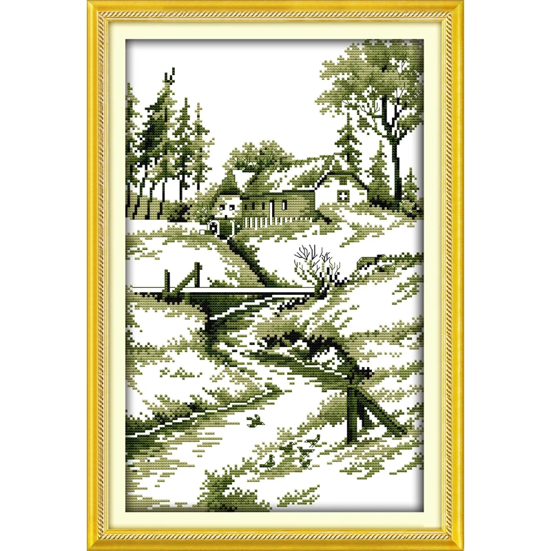 

Everlasting Love Nostalgic Landscape Chinese Cross Stitch Kits Ecological Cotton Stamped Printed 11CT DIY Christmas Decorations