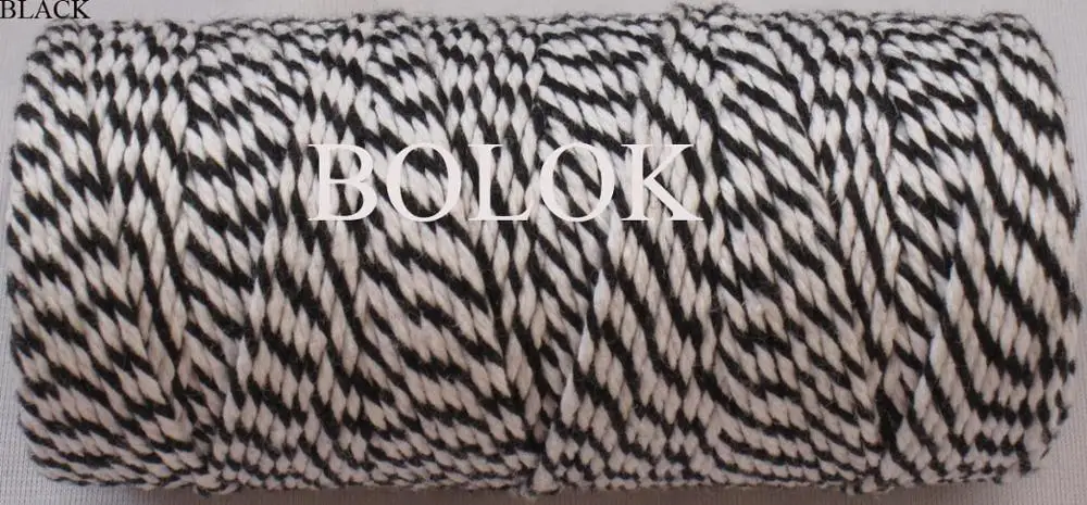 1 piece(110yards) 19 kinds color choose double color Cotton Baker twine(dia.: 2mm for gift packing, cotton twine 12ply BY EMS - Цвет: black
