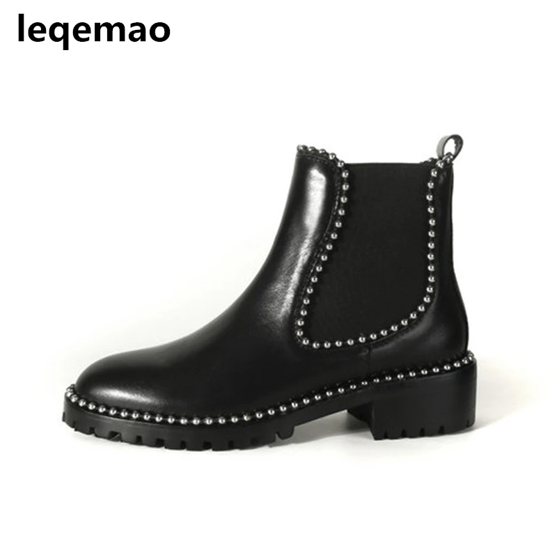 Модные красивые женские ботильоны высокого качества мотоциклетные ботинки из