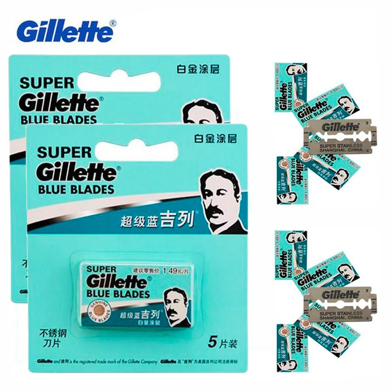 Gillette супер синие Безопасные лезвия для бритья из нержавеющей стали (включая 10