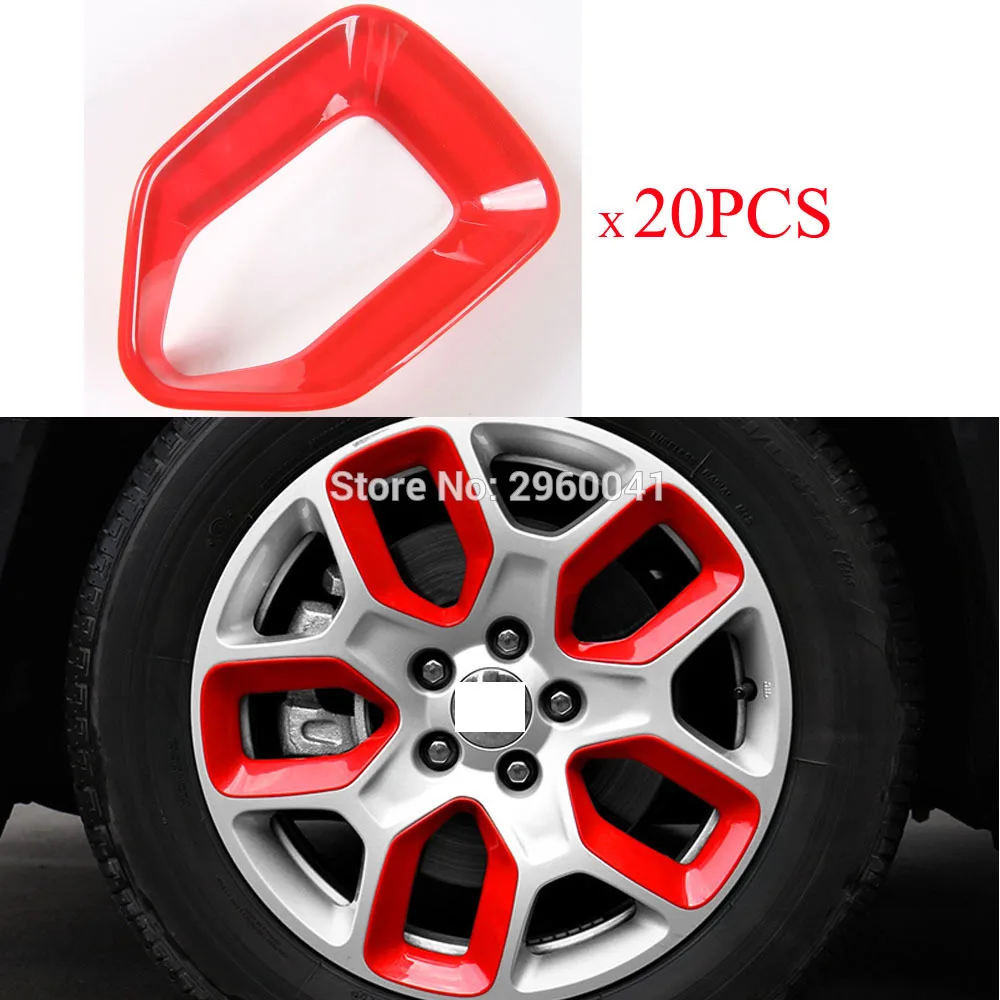 20pcs For Jeep Renegade 15-16 Wheel Hub Stickers Sticker Car Cover Rim Red Color Wheels Styling Accessories | Автомобили и