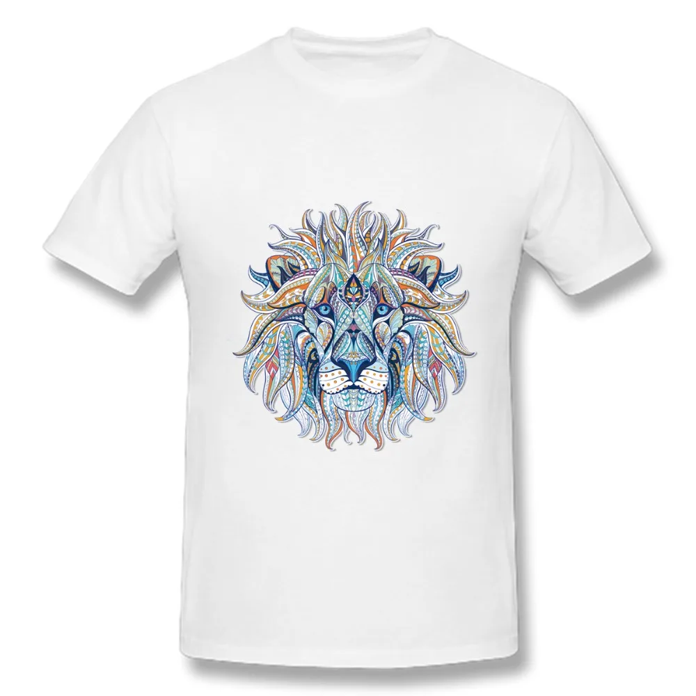 Задумчивый Лев Цветной рисунок 3D футболки принт натуральный хлопок унисекс с