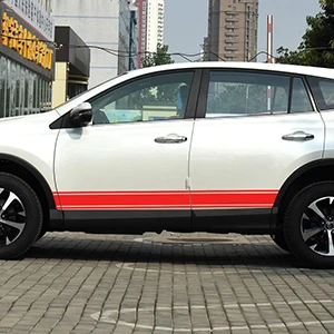 gloss red Автомобильные наклейки 2 шт. крутые гоночные боковые двери в полоску графические винилы Защита от царапин автомобильные аксессуары наклейки на заказ для toyota rav4 - Название цвета: gloss red