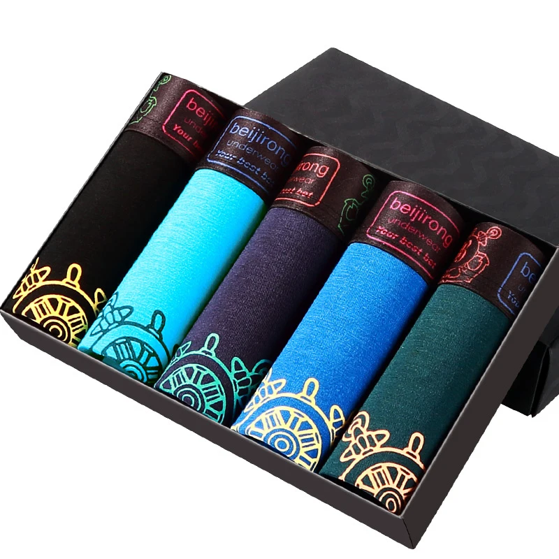 Боксеры Шорты для Мужчин Чистый Цвет Мужское Нижнее Белье Хлопок Мужские Трусики