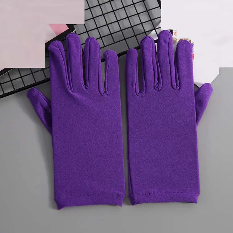 purple 22 см, сексуальные эластичные короткие перчатки для женщин, женские свадебные перчатки, свадебные драматические Вечерние перчатки для танцев - Цвет: purple