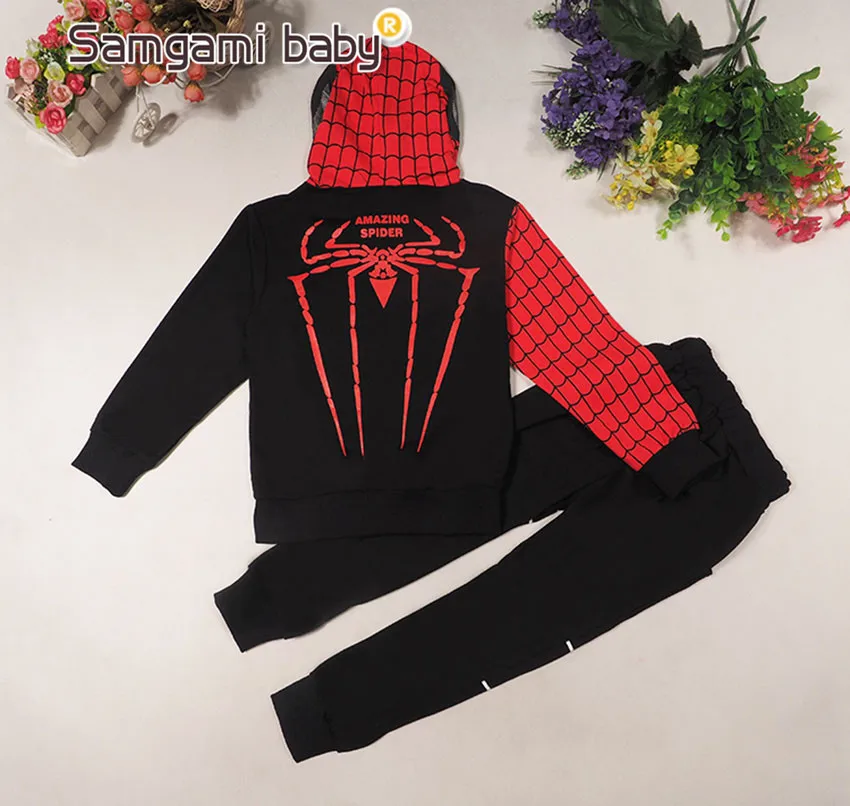 Samgami Baby с изображением Человека-паука из комиксов Marvel; Детские Детский костюм костюмы 2 шт. в комплекте носить спортивные Костюмы куртка+ комплект со штанами