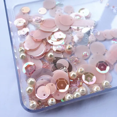 Skin Beads 2mm+Pearl 6mm Sequin Flat Round PVC Shaped Loose Sequins for Crafts Paillette Sewing Decoration DIY Accessory Lentejuelas - Цвет: Skin