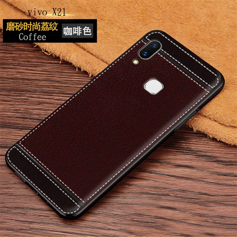 For On Vivo X21(back finger) Case cover Leather Texture protect pouch phone bag ViVO X21 Back finger case coque |