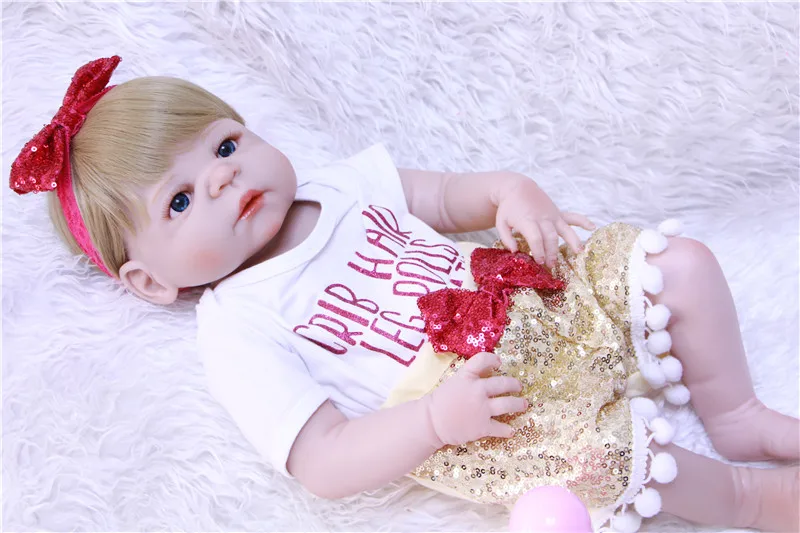 Кукла DollMai 22 дюйма Reborn полностью силиконовая виниловая для девочек bonde волосы