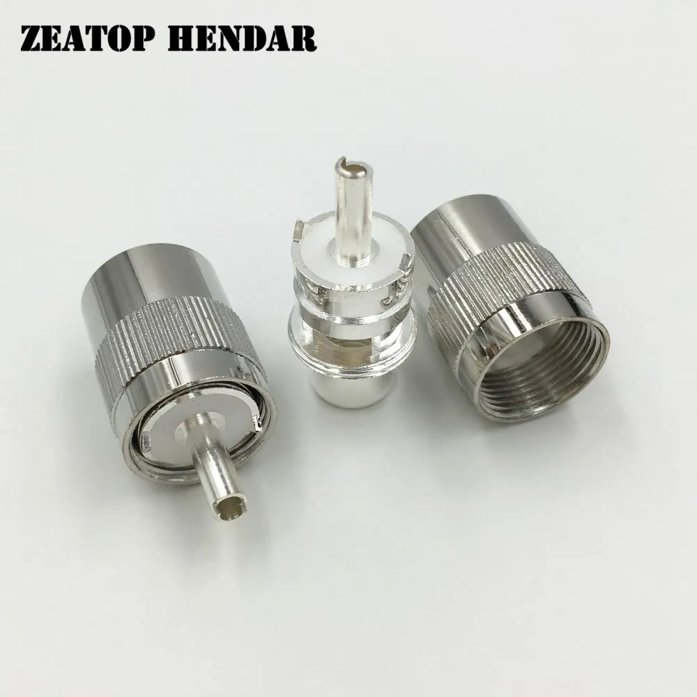 100 шт. латунь UHF PL259 штекер припоя для RG58 RG142/RG5 RG6 5D FB/RG8 RG213 LMR400 кабель Серебряный RF