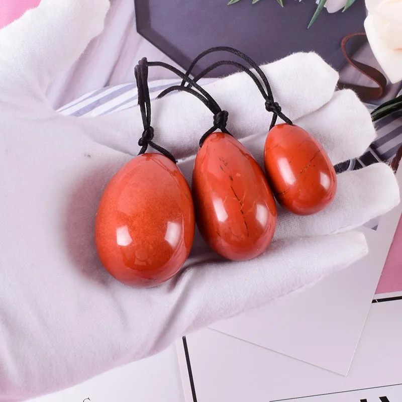 Yoni яйцо натуральная яшма набор яиц для массажа дрель красный камень кристалл палочка минеральный шар Кегеля Упражнение тазового пола мышцы влагалища женщина уход - Цвет: 1 set eggs